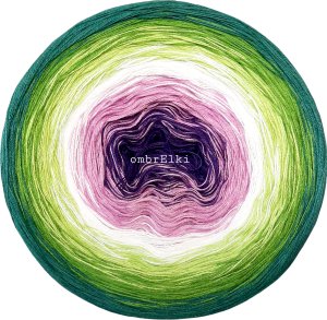Ombrelek B082 - fiolet, ametyst, biały, jasna zieleń, zielony groszek, szmaragd